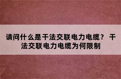 请问什么是干法交联电力电缆？ 干法交联电力电缆为何限制